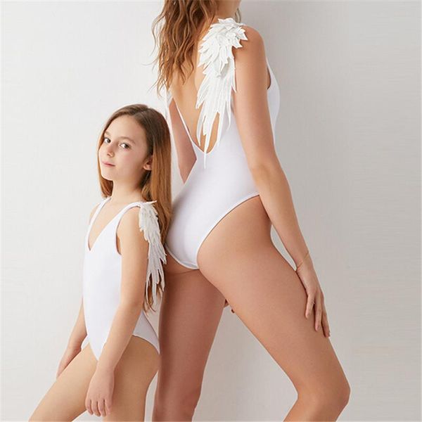 

one-piece suits mother and daughter bikini mom kids swimming suit family matching swimwear womens mum baby girl backless swimsuit