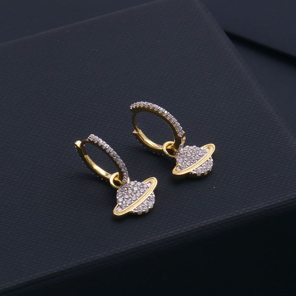 

S925 Sterling Silver Circle Hoop planet celestial body simple Earrings personality fashion trend luxury jewelry Monaco Earring gift for girlfriend, Golden;silver