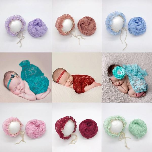 

caps & hats born pography props hat baby po package swaddles lace cloth shooting background accessories, Yellow