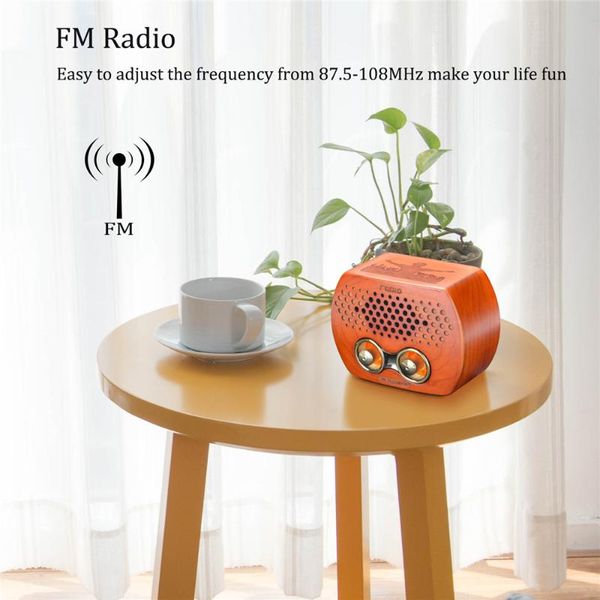 

retro portable fm mp3 radio speaker with bluetooth wood hifi sound tf card slot rechargable old fashioned classic car audio