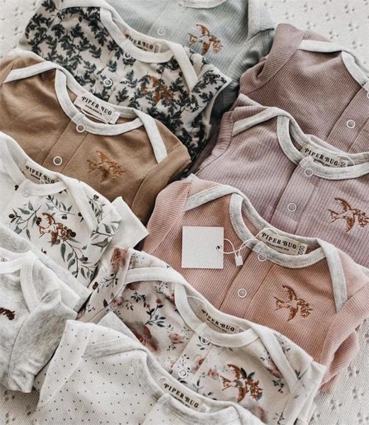 EnkeliBB Pagliaccetto a maniche lunghe per neonate e bambine per la primavera e l'autunno Bellissimo modello Tutina per neonati di qualità Stile moda 210312