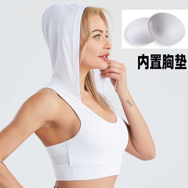 

lulu new yoga underwear women naked sense hooded fitness bra fast dry breathable running vest summer, Red;black