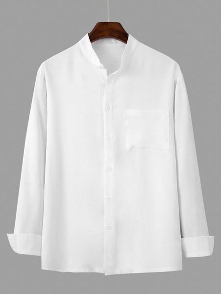 

men solid patched pocket shirt b7sw#, White;black
