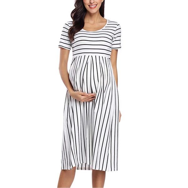 

maternity dresses 2021 women clothes pregnant nursing solid breastfeeding summer dress plus size, White