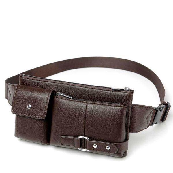 

waist bags brand casual men's packs male pu leather fanny pack belt bag phone pouch small travel