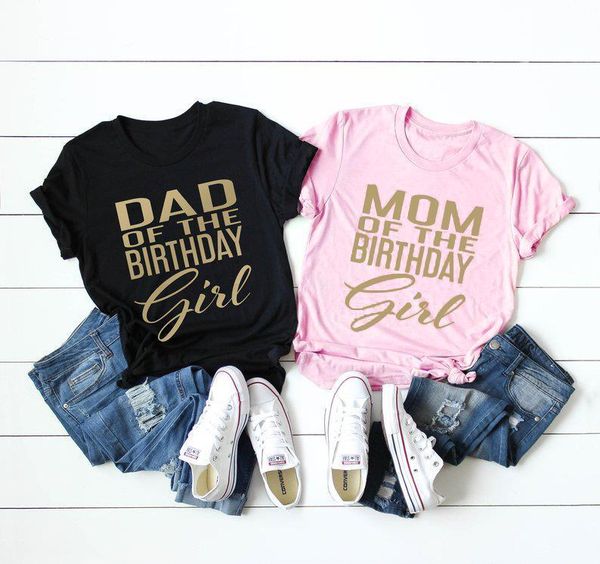 

mom of the birthday girl t-shirt casual summer dad of the birthday girl hipster summer graphic goth tee shirts, White