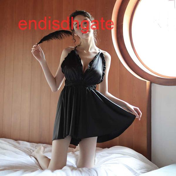 

lace perspective underwear suit nightdress pajamas backless, Black;white