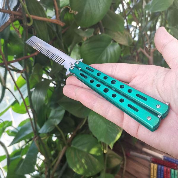 

hair brushes portable folding comb playing cool butterfly is not bladed practice claw knife shake hand training smooth, Silver
