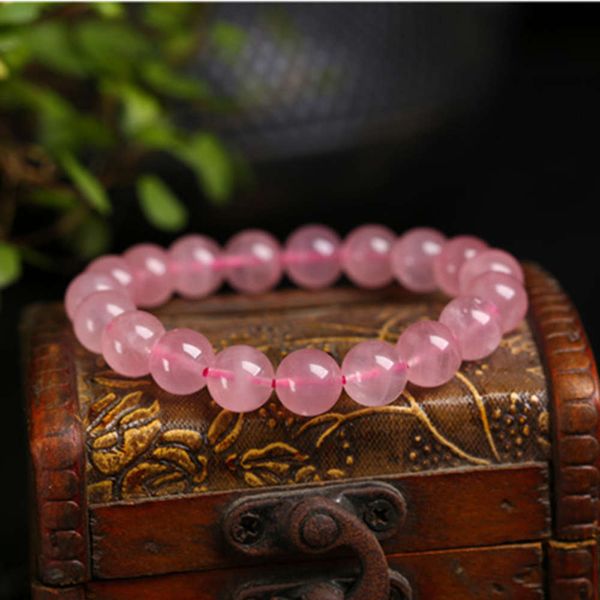 

natural madagascar pink crystal bracelet single circle lady's hand string peach blossom, Black