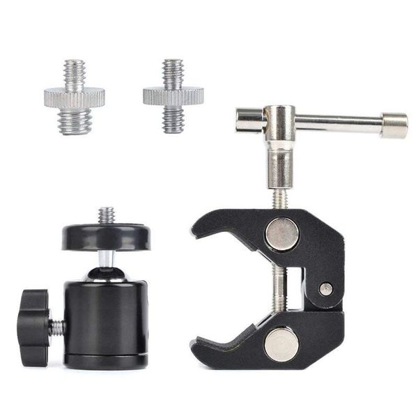 

super clamp mount articulated ball head 1/4inch-20 thread hole head and 1/4inch to 5/8inch convertion screw