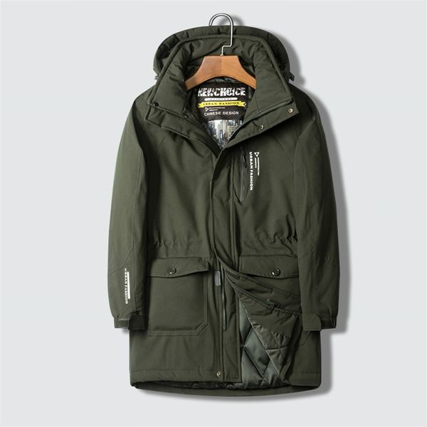 Мужская зимняя куртка с капюшоном большой размер 8XL теплый пальто средняя длинная ветровка мужская осень толщиной толщиной хлопчатобумажных PADD термальные парки мужчины 210818