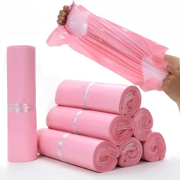 

packing bags 50pcs/lot pink translucent courier thicken storage bag waterproof pe material envelope mailer postal mailing