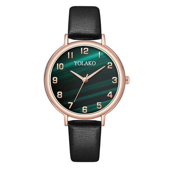 

wristwatches rose gold green ladies watch ins arabic numeral unique fashion malachite leather women's, Slivery;brown