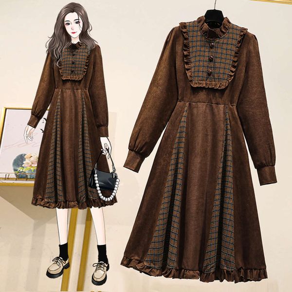 

large size women's new fat sister french hepburn dress in spring 2021, Black;gray