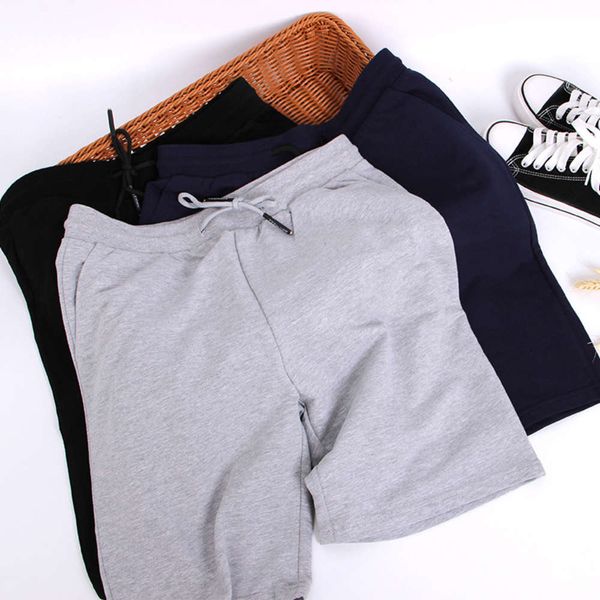 

sports shorts summer men's leisure fitness running training pure cotton breathable elastic five point trendy pants, Black