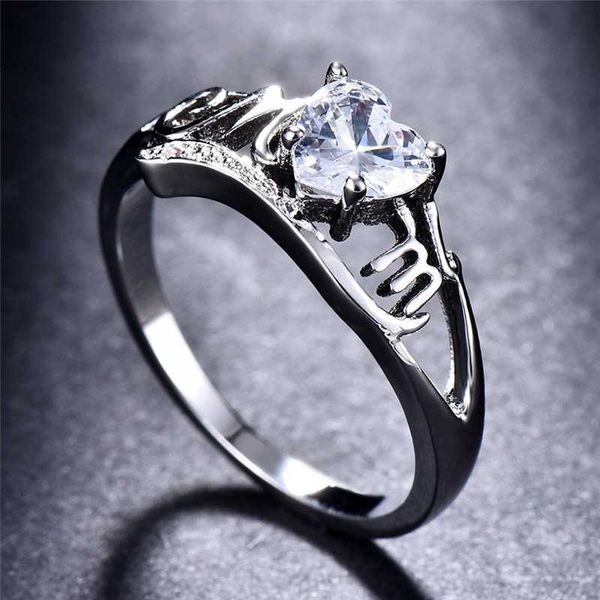 

wedding rings fashion exquisite heart-shaped zircon for women female punk engagement rnniversary birthday hand jewelry, Slivery;golden