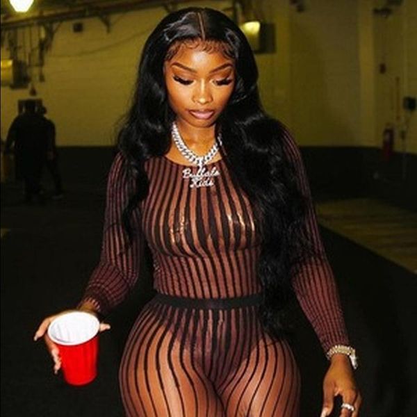 

women's two piece pants mesh set women see through striped skinny bodysuit+foot leggings outfit girl midnight club attirewear, White