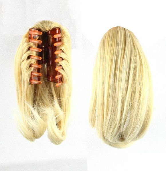 

017 synthetic ponytail long straight hair 16"/22" clip ponytail hair extension blonde brown ombre hair tail with drawstring, Black