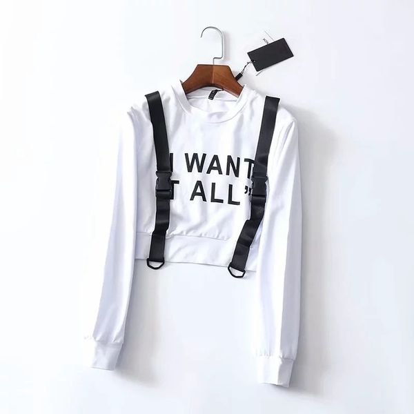 

spring short pullover sweatshirt women letter printed streetwear sweatshirt solid slim kpop streetwear high waist 210531, Black