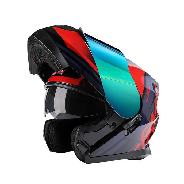 

motorcycle helmets dual lens modular helmet women men flip up casco moto dot approved full face crash motorbike motocross
