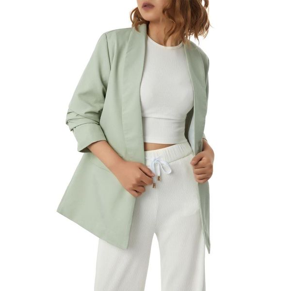 

women's suits & blazers women solid color blazer adults open front long sleeve lapel suit pockets jacke ladies casual spring autumn ja, White;black