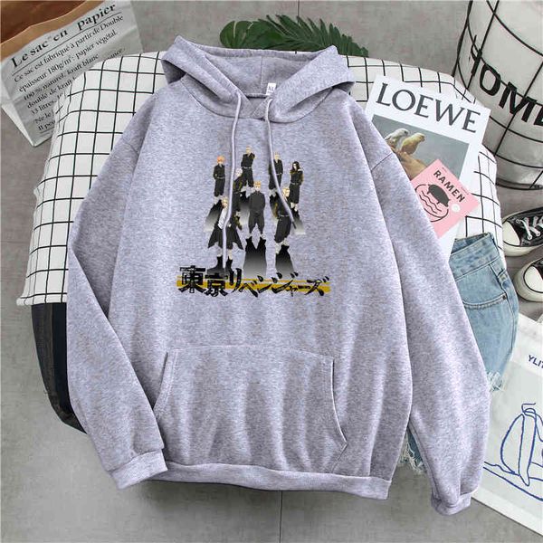 

men's hoodie tokyo avenger harajuku men's hoodie japane cartoon animation clothing winter hoodie men's casual wool sweatshirt, Black