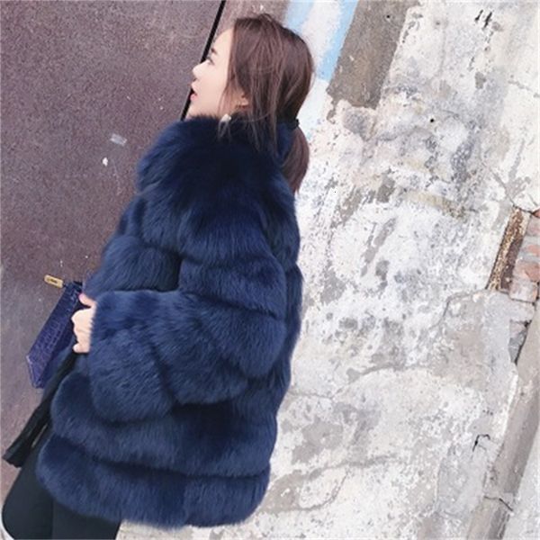 

autumn and winter new long collar thin fox fur coat 32i7, Black