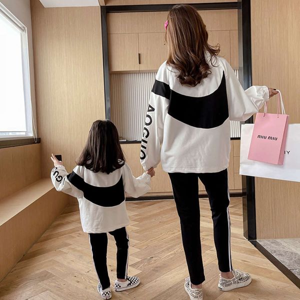 

fashion children's spring sports two piece new 2021 parent child mother women's wear cardigan loose set, Blue