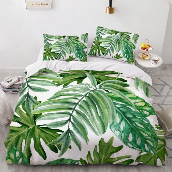 

bedding sets nordic spring green leaves quilt covers pillow shams duvet cover bedclothes plant bed linens home textile