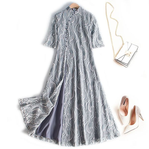 

luxury cheongsam summer 2021 chine style modified audrey cheongsam skirt medium long lace drs 0929, Blue;red