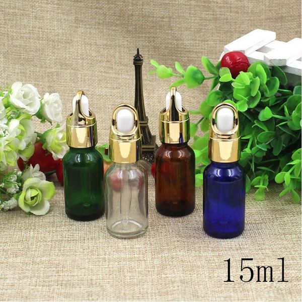 

storage bottles & jars 20pcs gold clear blue 15ml empty small glass dropper parfume oil liquid packaging flacon parfum container bedava dene