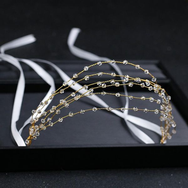 

hair clips & barrettes handmade jewelry crystal headwear multi-layer golden headband headdress bridal tiara wedding accessories for women, Golden;silver