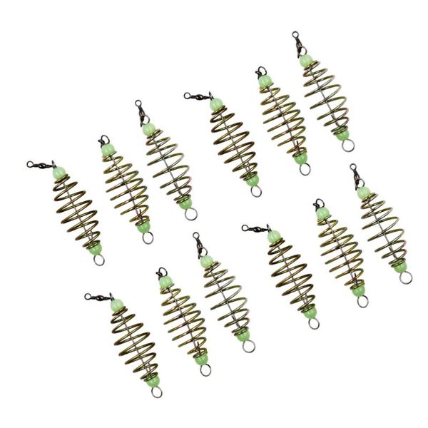 

fishing hooks 36 pcs carp feeder carbon steel spring bait cage with luminous bead
