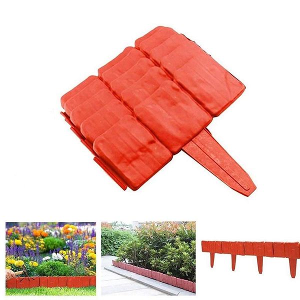 

fencing, trellis & gates 10pcs garden fence edging cobbled stone effect plastic lawn plant border decoration flower bed for supplies