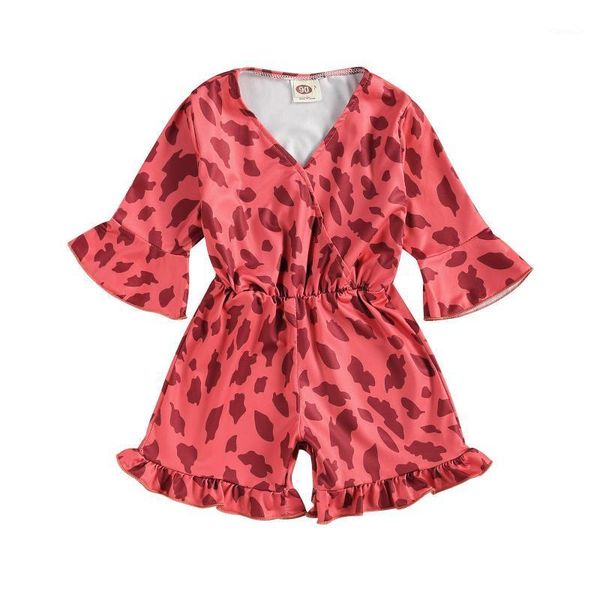 

jumpsuits 2021 girl's clothing set leopard print v-neck playsuit suit for birthday party pography vacation, Blue