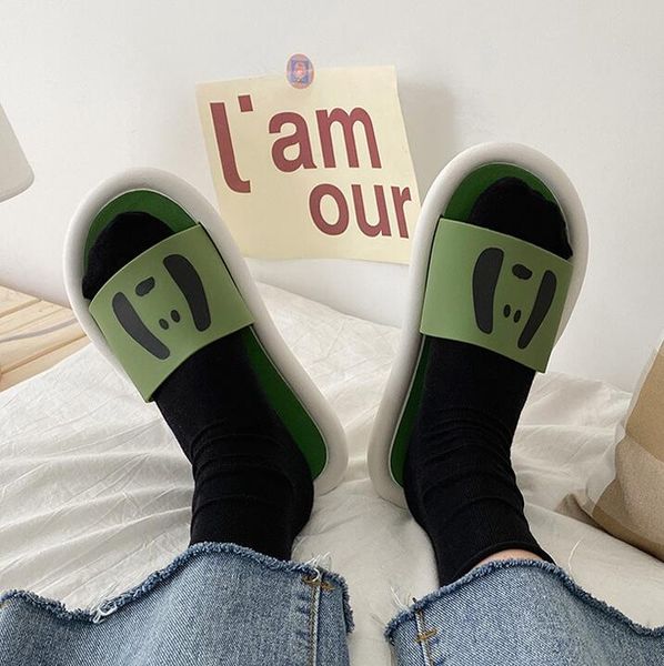 

Korean Fashion Women Summer Casual Cute Cartoon Womens Non-slip Indoor Bathroom Home Slippers Outdoor Beach Sandals, Red