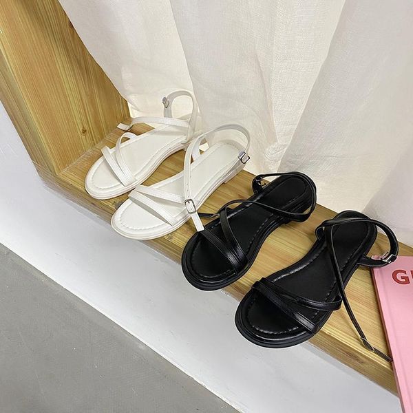 

sandals outside fashion womens shoes 2021 all-match clear heels buckle strap suit female beige luxury gladiator summer girls low, Black
