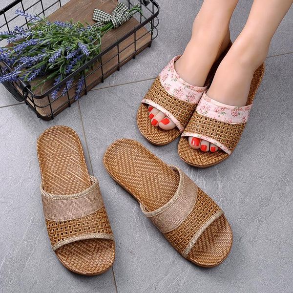 

slippers cane for women summer shoes lover design plus size female breathable bamboo home 2021 slides, Black
