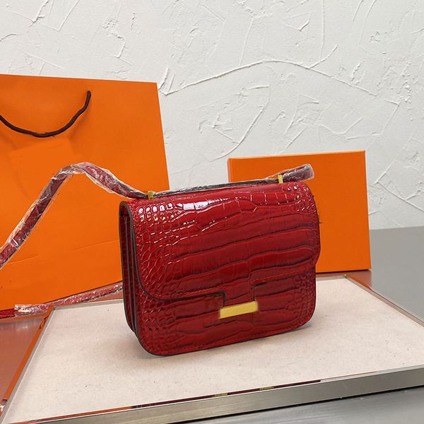 

crossbody bag shoulder wallet bag gold logo plain hand bags cowhide crocodile pattern with h letter 20cm ing