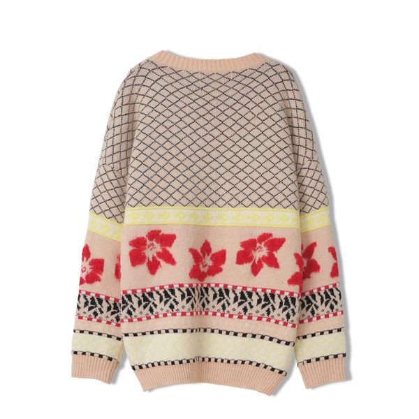 

long, sleeve sweater floral beads chess mesh sweaters woman ta3201 8kok, White;black