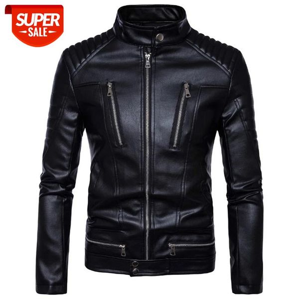 

Motorcycle Leather Jacket Men 2019 Classic Design Multi-Zippers Biker Jackets Male Bomber PU Leather Jackets Coats Plus Size 5XL #cN5v, Black;brown