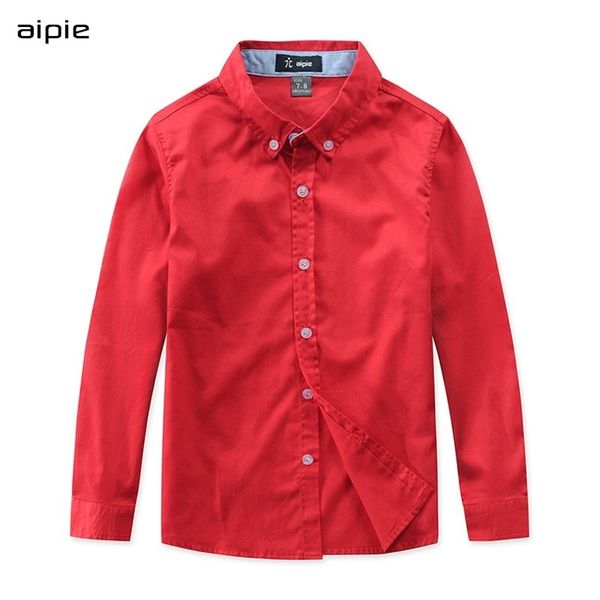 

children red shirts casual solid color 100% cotton good quality satin boys shirts kids clothing 210306, White;black