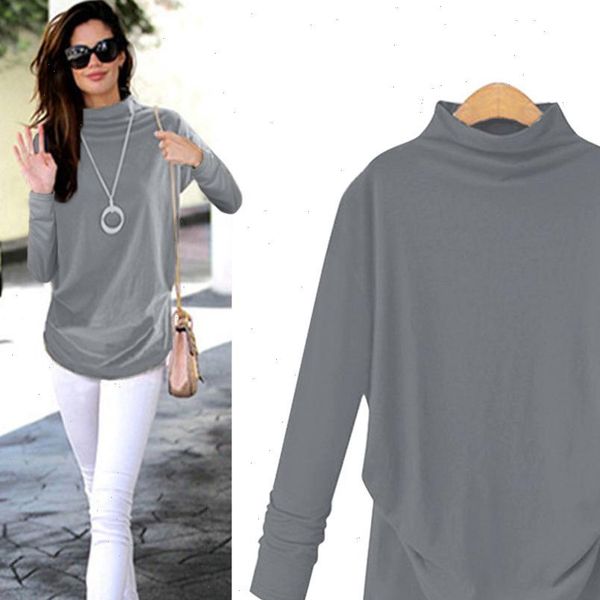 

2021 women plus size shirt 5xl 6xl winter womens tunics cotton blouses casual turtleneck blusas autumn solid shirts, White