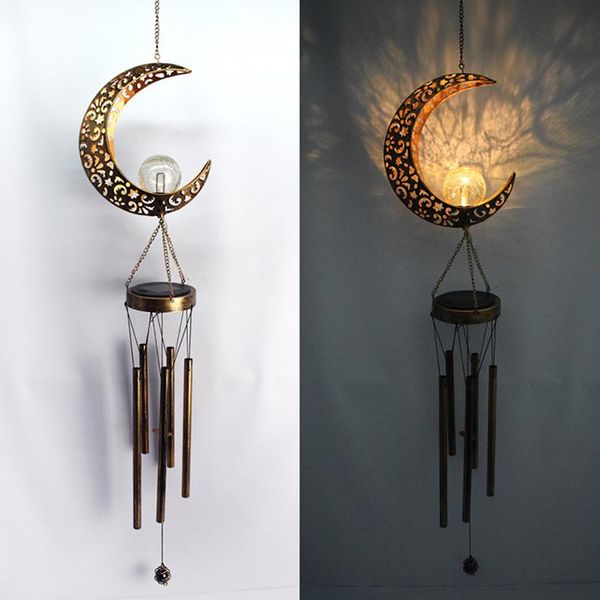 

decorative objects & figurines moon/sun crackle glass ball wind chimes led solar light moon decor for outside outdoor gardening gifts ye-ho