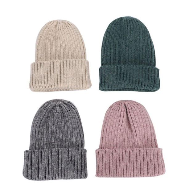 

beanies wool cap autumn and winter knit warm solid color knitted caps women beanie