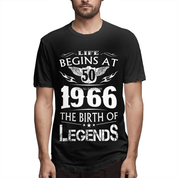 

men's t-shirts rengoku men 50 years old t-shirt life begins at - 1966 the birth of legends shirt fashion tees streetwear, White;black