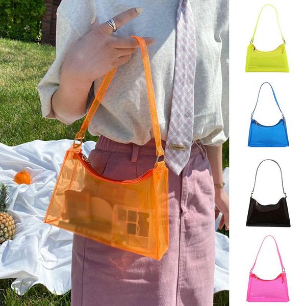 

evening bags sweet shoulder bag pvc clear jelly fashion women's clutch purse small fresh transparent armpit female hobos handbag