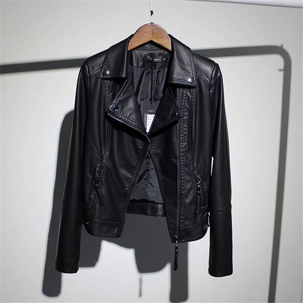 

women's leather & faux jacket fashion spring artificial pu coat motorbikes jackets clothing lwl219, Black