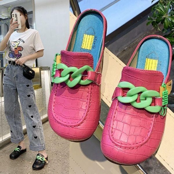 

slippers women sandals botou mueller shoes summer thick soles fashion leather instagram flip flops sneaker, Black
