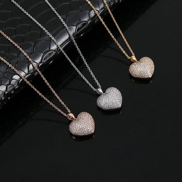 

pendant necklaces 2021 full rhinestone heart necklace, Silver